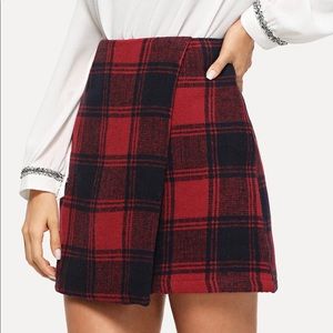 Plaid wool skirt.
